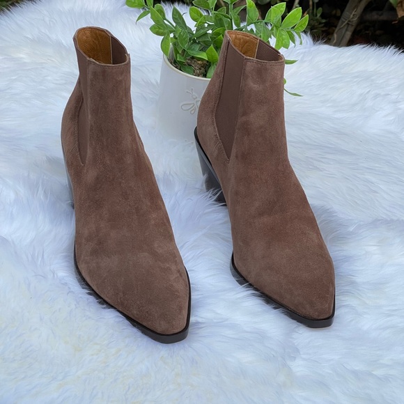 RAG & BONE Razor Brown suede pointed toe Block heel chelsea boot women 40/ 10 - Picture 6 of 11